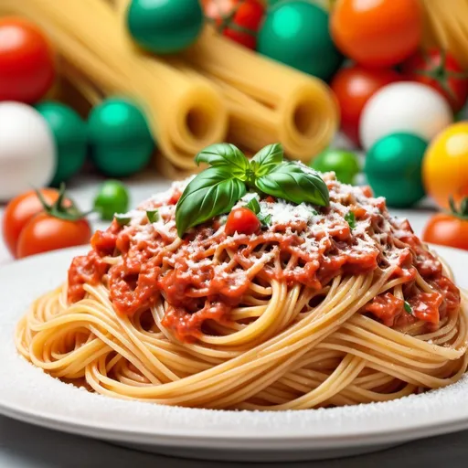 Prompt: Italian and Thai celebrating Italian spaghetti together, background 50% blurred, high quality, Italian colours as stripe at the top of the image,  festive atmosphere, colourful celebration, spaghetti celebration, focus food, calm atmosphere, top banner size, phone size