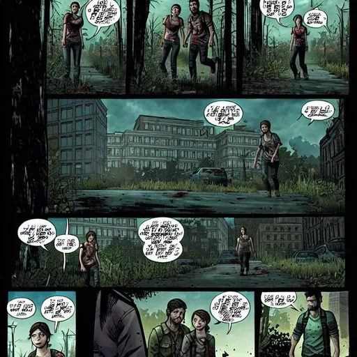 The last of us comics 4k, ellie in DC-style panels