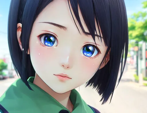 dark skin, blue eyes, dark hair, Summer Time Rendering, 4K, anime