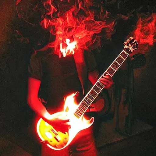 Prompt: guitar on fire