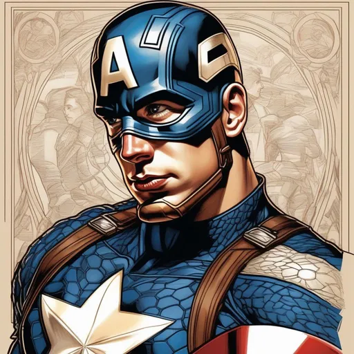 Prompt: drawing of captain america in the style of jc leyendecker