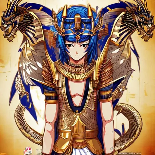 Prompt: anime style, egyptian style, dragon god