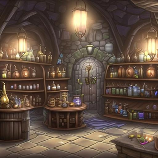 Fantasy Alchemist shop dark | OpenArt