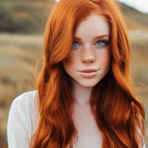 Prompt:  ginger hair, auburn hair, freckled, feminine, girl, beautiful 