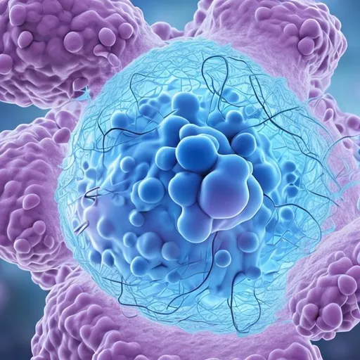 Prompt: hyperrealistic nucleosome floating inside of lymphocyte nucleus