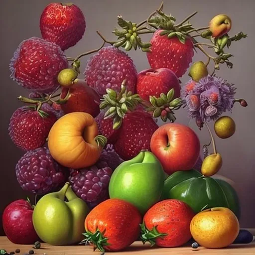 Prompt: hyperrealistic art, fruits, flowers
