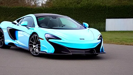 Prompt: Light blue McLaren 765lt, Perfect, smooth, galaxy, magical planets, neon, stars, night, dark, rear angle,