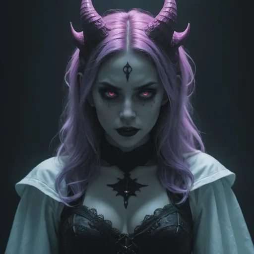 Prompt: beautiful female demon, hell, demonic, gothic, vaporwave, retro, neon, aesthetic, liminal, high quality, high definition, beautiful, dramatic lighting