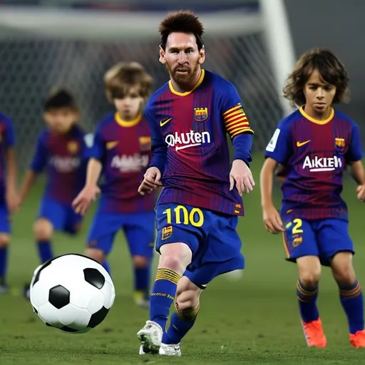 Prompt: messi playing football with aliens
