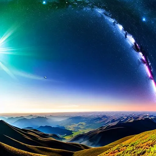 Prompt: long shot scenic professional photograph of a distant galaxy, perfect viewpoint, highly detailed, wide-angle lens, hyper realistic, with dramatic sky, polarizing filter, natural lighting, vivid colors, everything in sharp focus, HDR, UHD, 64K