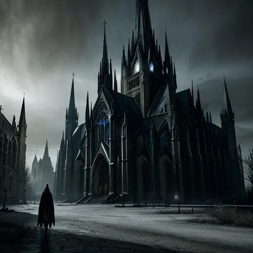 Prompt: a fantasy rpg  cathedral place in a city , dark horror scenery,  photorealistic , ultra detailed, hyperrealistic, surreal, matte painting, unreal engine 5, UHD, first player sight

