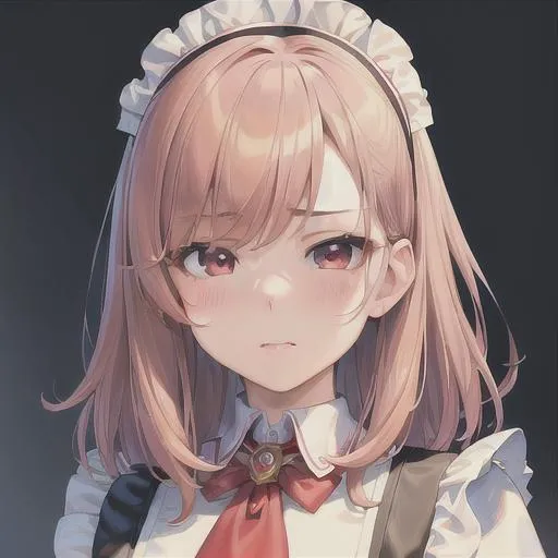 Prompt: (masterpiece, illustration, best quality:1.2), blushing, tsundere, smug expression, portrait, medium hair, brown eyes, wearing maid outfit, best quality face, best quality, best quality skin, best quality eyes, best quality lips, ultra-detailed eyes, ultra-detailed hair, ultra-detailed, illustration, colorful, soft glow, 1 girl, leading into a desk