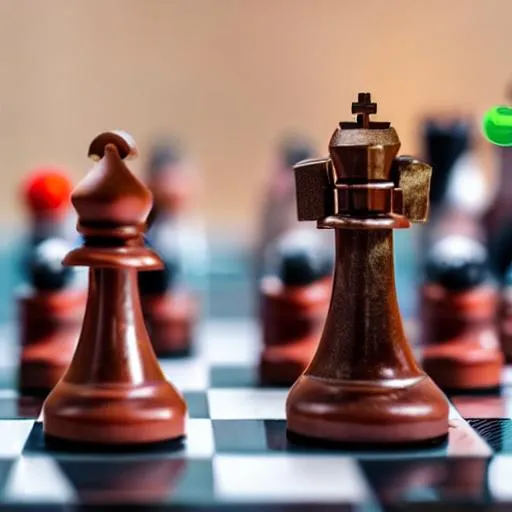 Prompt: high quality presentation photo of a chess set with retro toy robots as the pieces, photography 4k, f1.8 anamorphic, bokeh, 4k, Canon, Nikon