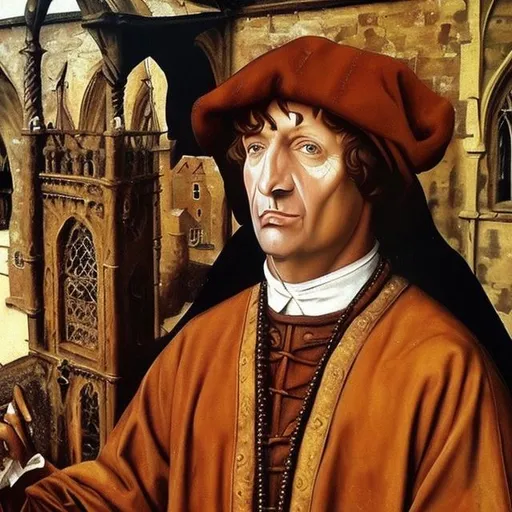 Prompt:   1420's man realistic oil paint