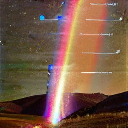 Prompt: rainbow ladder to the north star glistening with fire