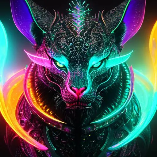 Prompt: Portrait of a roaring neon skeleton dragon with iridescent black markings and a cute face, liminal space streets, perfect composition, hyperrealistic, super detailed, 8k, high quality, trending art, trending on artstation, sharp focus, studio photo, intricate details, highly detailed, by greg rutkowski, illustration, watercolor