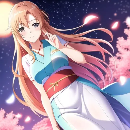 asuna from sword art online, wearing yukata, anime s