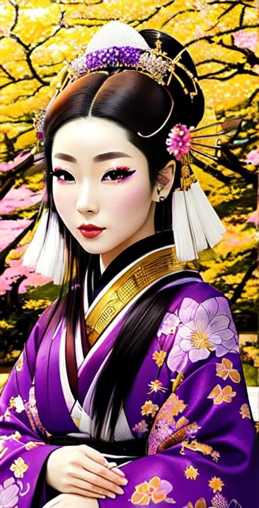 High quality portrait of a Japanese Oiran. she is wa...