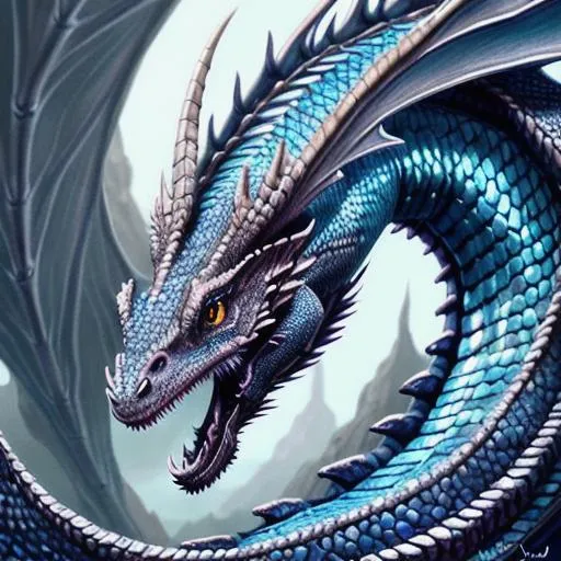 Prompt:  detailed fantasy creature portrait, realistic, highly detailed, digital painting, concept art, sharp focus, full character view, illustration, panned out view, very detailed, gorgeous female dragon, dragon is graceful, dragon is wise, dragon is sapphire blue, dragon has deep blue eyes, dragon has large wings, dragons scales are shining in the moonlight, dragons scales are perfectly proportioned, dragons scales are metallic, dragons wings are folded, dragons wings are beautiful, Dragons wings are perfectly proportioned, dragons tail is Long, dragons head is stunning, dragon is Sitting down, dragon is in a field.