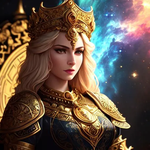 Prompt: Tarot style + Leo+ woman in ornate lion armor + Full HD render + immense detail + dramatic lighting + well lit + black, character sheet, + fine esoteric symbolism | ultra - detailed realism, soft cinematic lighting, high - quality, engraved | highly detailed |digital painting, artstation, concept art, smooth, sharp focus, Nostalgic, ethereal, nebula, 8k, hyper detailed, intricate detail, photorealistic, space void galaxy universe