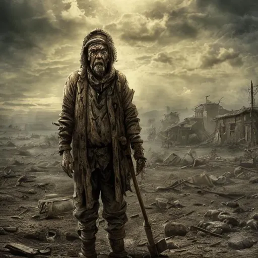 blind wise man in a post-apocalyptic world