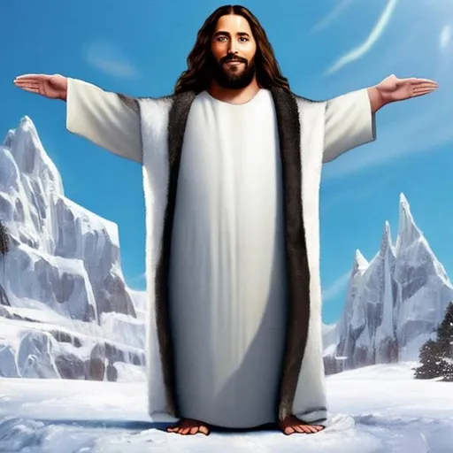 Prompt: actual photo of penguin jesus, surprise me