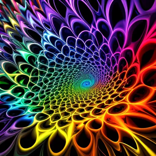 Prompt: dissolving rainbow fractals detailed hypercolored

