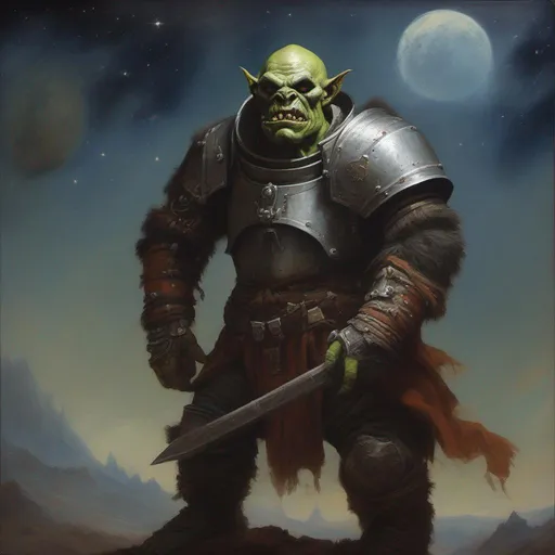 Prompt: Space orc on a medieval painting