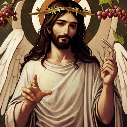 Prompt: Jesus with halo and grape vine