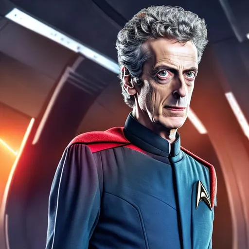 Prompt: Peter Capaldi in a Starfleet uniform