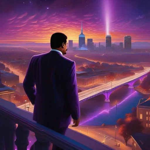 Prompt: Neil Degrasse Tyson in Saints Row, cartoony, purple atmosphere, extremely detailed painting by Greg Rutkowski and by Henry Justice Ford and by Steve Henderson
