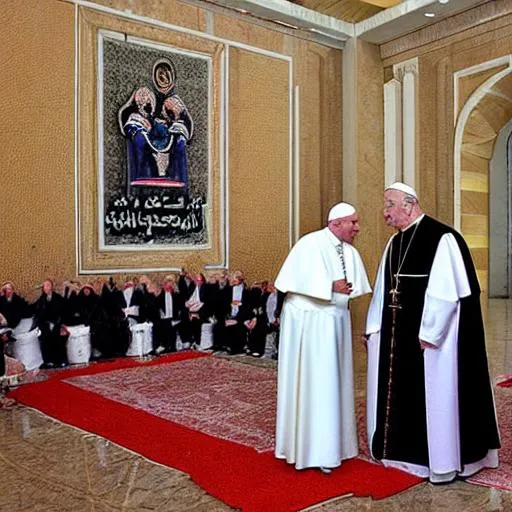 Prompt: Bashar al Assad kisses the pope