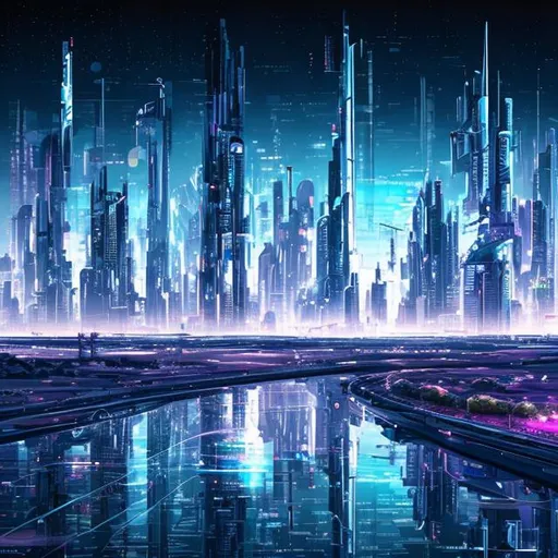 Prompt: Futuristic cityscape