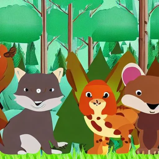 Prompt: A story of animals in the forrest 