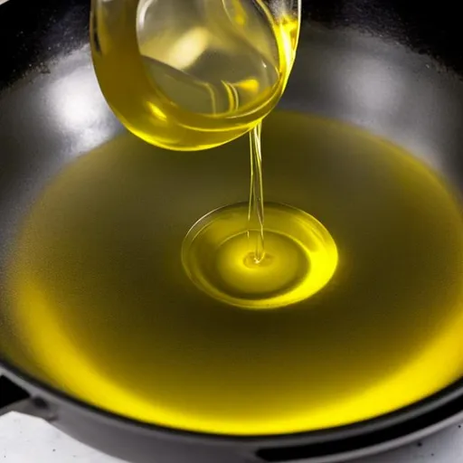 Prompt: cooking oil in a fyring pan 

