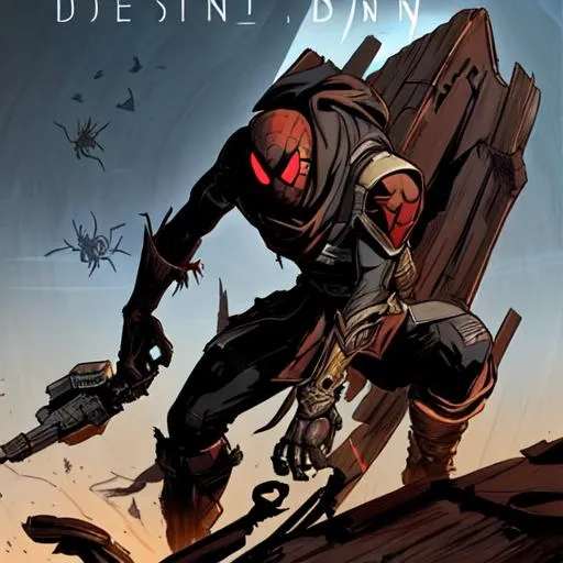 Prompt: Destiny inspired, comic book art, perfect, smooth, futuristic, rustic, Enemy faction, "Fallen" aka spider pirate 