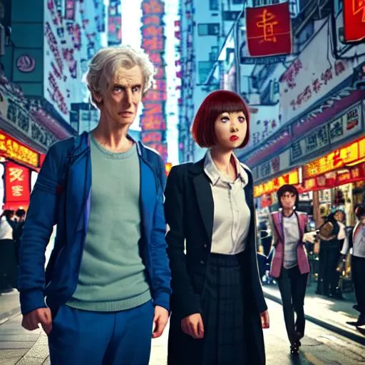 Prompt: doctor who and his companion visit tsimsatsui  in hong kong in an action movie