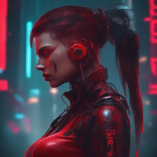 Prompt: Cyberpunk Red woman