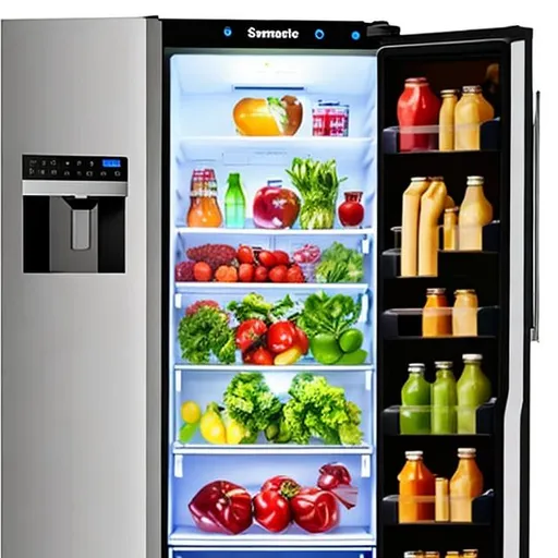 Prompt: smart refrigerator  which can Monitor your Food Caculate your Calories Expired Food Warnings User Friendly