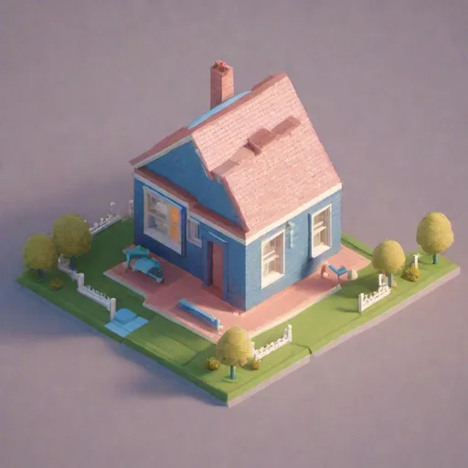 Prompt: Tiny cute isometric brick house, soft smooth lighting, soft colors, soft colors, 100mm lens, 3d blender render, trending on polycount, modular constructivism, blue blackground, physically based rendering, centered