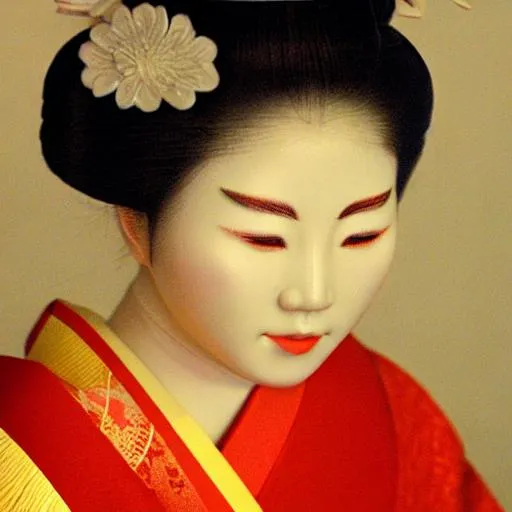 Prompt: Meditating geisha radiating sunlight