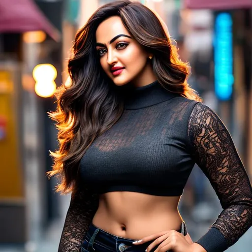 Prompt: long shot, full body , long  legs, city street, open restaurant  , photo realistic , SonakshiSinha , l,  best quality, hyper realistic ,intricate details , detailed skin texture, , 8k uhd,  DSLR, sunny ,  film grain , high quality  , fujifilm XT3, 