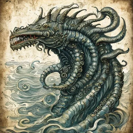 Prompt: medieval style sea beast