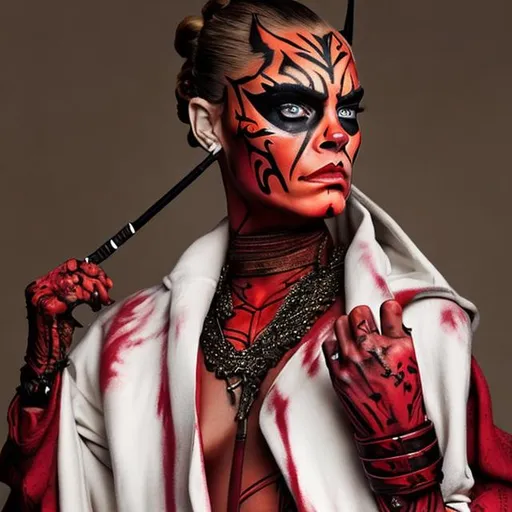 Prompt: cara delevigne, darth maul face paint, queen