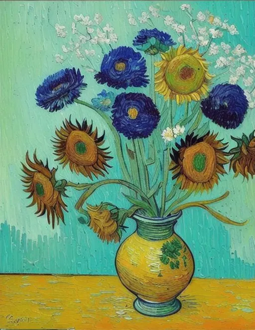 Prompt: Oil painting flower in the style of Van Gogh 