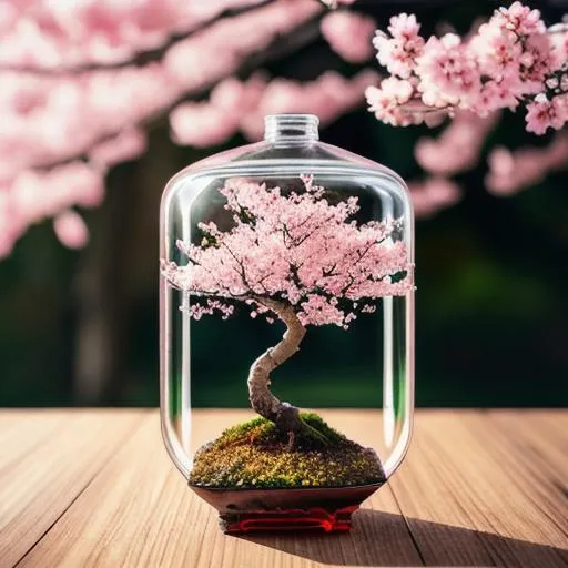 Prompt: realistic photograph, Bonsai tree with cherry blossom pink colored leaves, inside a clear bottle, Complex, Ultra detailed Full HD, 8k, Ultra real, Ultra Sharp details, Ultra sharp image, ultra detailed background, complex, ultra detailed, colorful, multilayer


