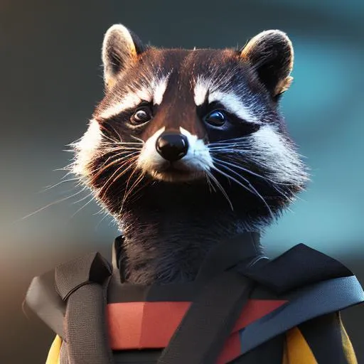 Prompt: black raccoon power ranger
