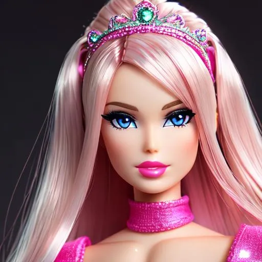 Prompt: High quality pic 64k resolution, very detailed pink Barbie look