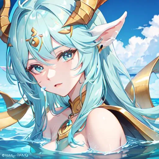 Prompt: Capricorn The Sea-Goat zodiac as a female human, 8k, UHD,  highly detailed, close up