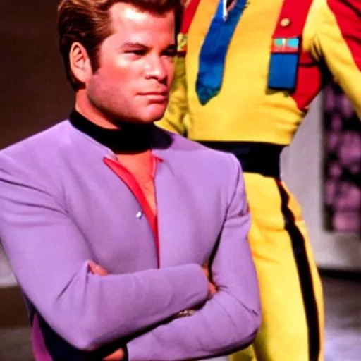 Prompt: james t kirk as a flamboyant queer man